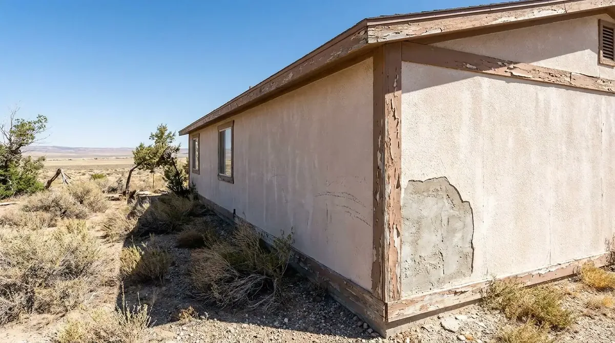 Wind and UV paint damage on a residential home in Rock Springs Wyoming Sweetwater County Great Divide Basin chalking abrasion high altitude